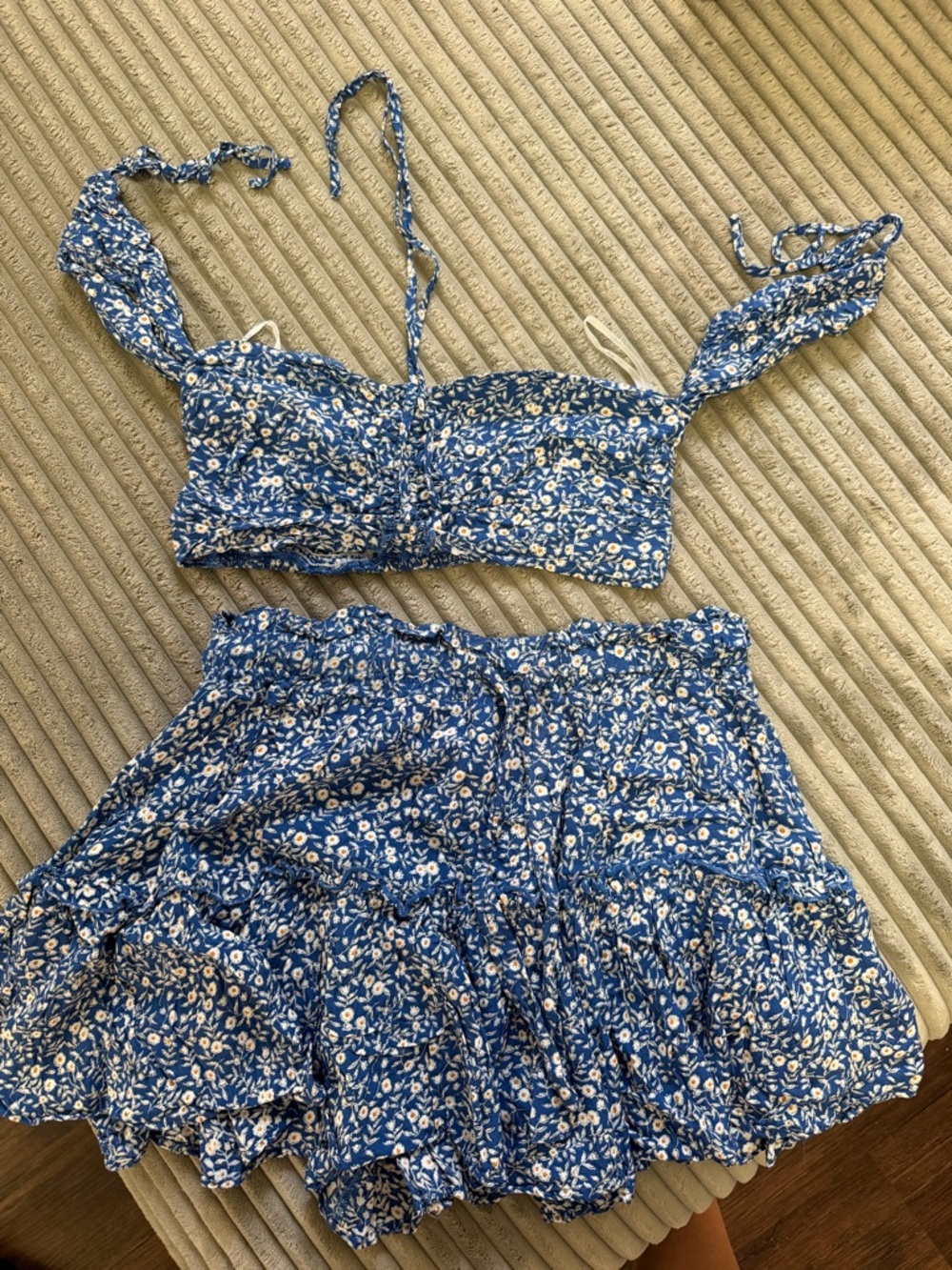 Lulu's Blue Floral Mini Skirt